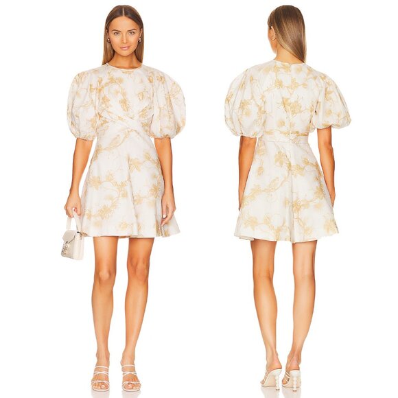 Zimmermann Wrap Mini Dress in Keira Tan Size AU 0 US 4 - Picture 1 of 11